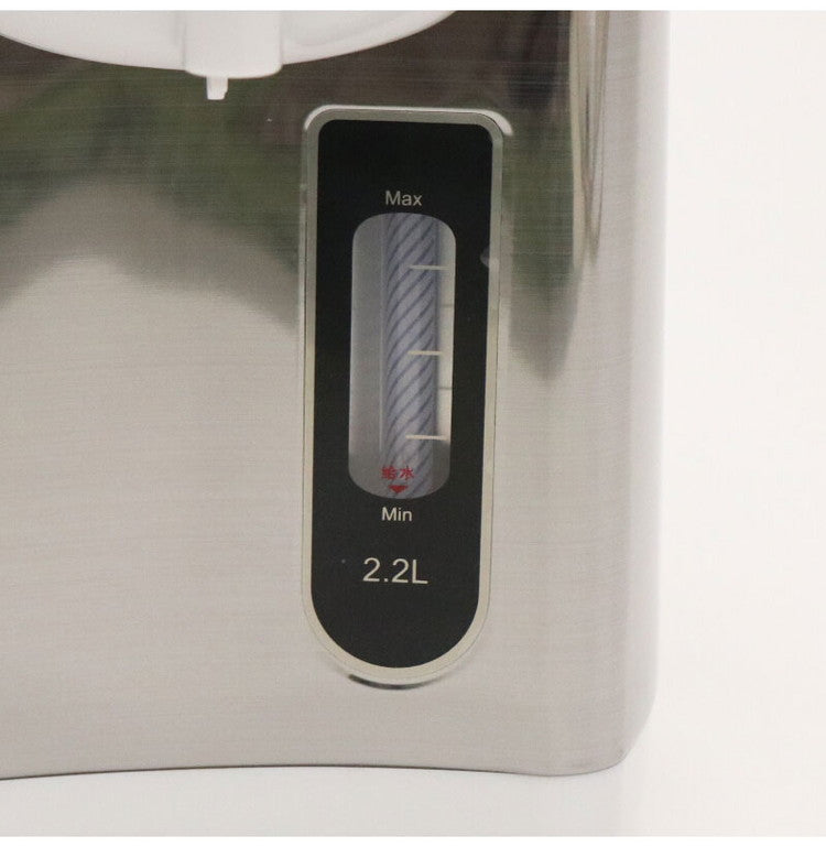 電気給湯ポット2.2L シンプル HKP-225 給湯ロック機能 再沸騰モード カッププッシュスイッチ 電動給湯ボタン 一目で水量がわかるからとっても便利 丸洗い可能