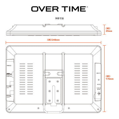 OVERTIME 10.1型 ポータブルTV 地上 BS CSチューナー搭載 録画機能付き ポータブルテレビ 10.1インチ 地デジ 番組録画可能 3style スタンド 吊り 車載 2電源対応 HDMI搭載 車載バッグ付属 OT-3PT101AK