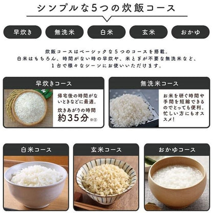 マイコン炊飯ジャー 5合 極UMADAKI ブラウン マイコン式 早炊き 無洗米 白米 玄米 おかゆ スチーム調理 炊飯予約機能 保温機能 しゃもじフック付属 ROOMMATE RM-210-BR