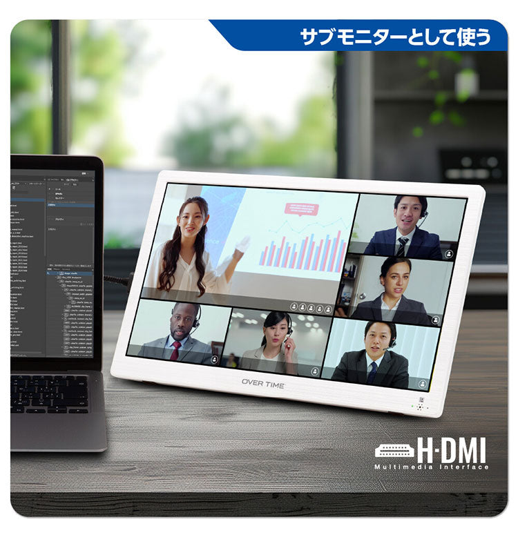ポータブルテレビ 14インチ 地デジ録画機能 3電源対応 地デジワンセグ自動切換 HDMI搭載 自立スタンド 壁掛け 車載バッグ OT-PFT14TE-WH ホワイト OVER TIME