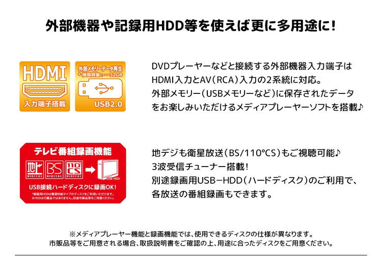 テレビ コンパクトテレビ 11.6インチ ポータブルテレビ 地デジ BS CS 3way テレビ番組録画機能 吊り下げ スタンド 車載用バッグ付き コンパクトTV AK-TV116BS