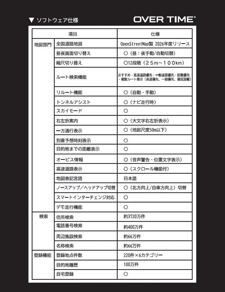 ポータブルナビ 7インチ ドライブレコーダー搭載 2026年リリース最新地図搭載 ナビゲーション OVERTIME カーナビ オービス警告表示機能搭載 トンネルアシスト機能 OT-DN714N