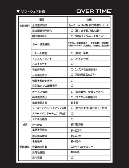 ポータブルナビ 7インチ ドライブレコーダー搭載 2026年リリース最新地図搭載 ナビゲーション OVERTIME カーナビ オービス警告表示機能搭載 トンネルアシスト機能 OT-DN714N