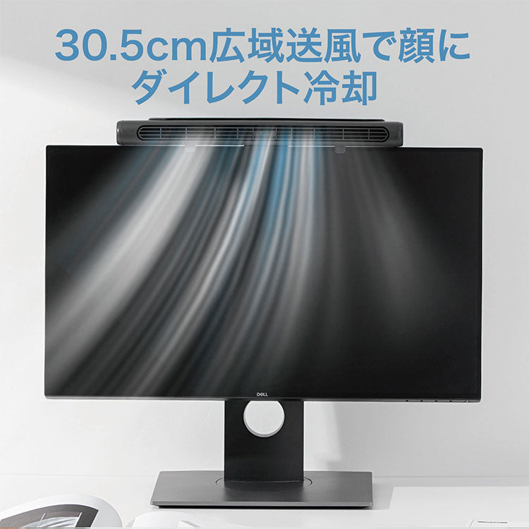 2style モニター&スリムファン Type-C充電式 3段階風量調節 6時間使用可能 30.5cm広域送風 多機能搭載 選べる2way 卓上 モニター掛け RM-245H ROOMMATE
