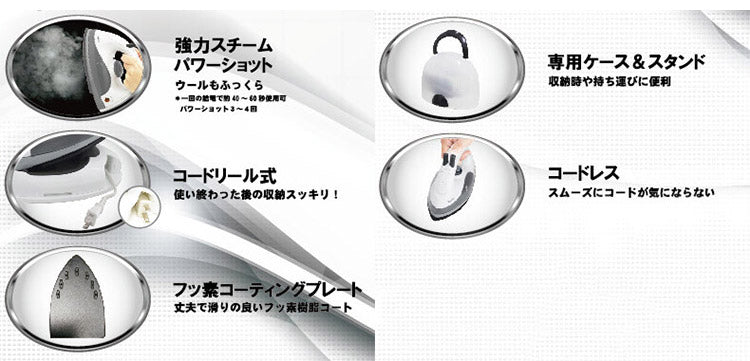 アイロン Vegetable コードレス スチームアイロン GD-Si90 パワーショット 強力スチーム 操作性抜群 時短 収納ケース付き 約100~190℃ 自動電源OFF ベジタブル