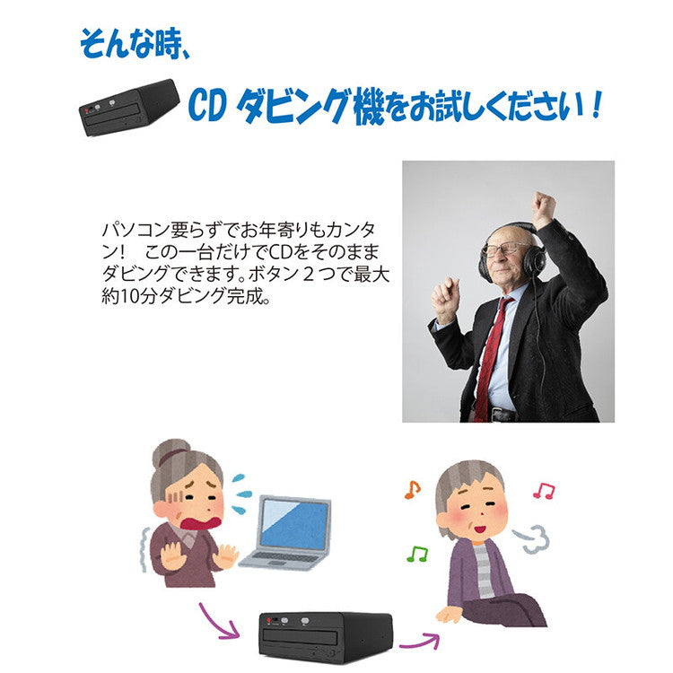 SaiEL CDダビング機データー SLI-CDW01 高音質 録音 ボタンを押すだけの簡単操作でダビング マックス10分で高速録音 パソコン不要 ダビング CD 高速録音