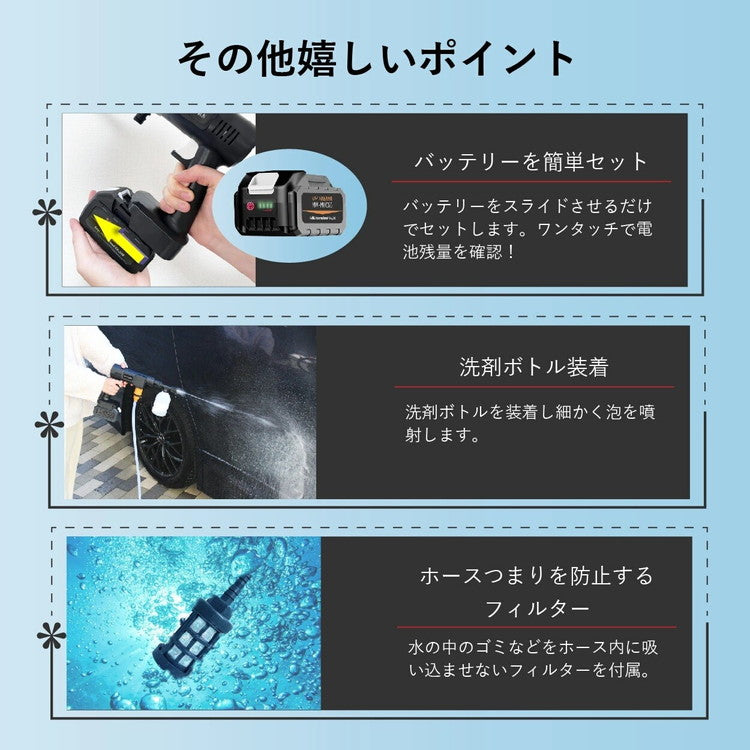 モバイル 高圧洗浄機 洗浄ボトル装着可能 洗車 外壁 庭 コードレス MW-MHC66
