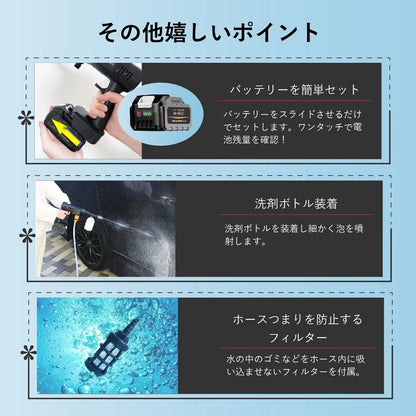 モバイル 高圧洗浄機 洗浄ボトル装着可能 洗車 外壁 庭 コードレス MW-MHC66