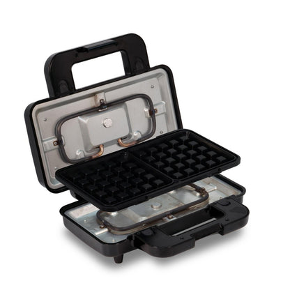 3WAYビッグホットサンドメーカー HT-817 取り外し可能なプレート付き ホットサンドプレート ワッフルプレート グリルプレート おやつ 子供 ブラック ホワイト