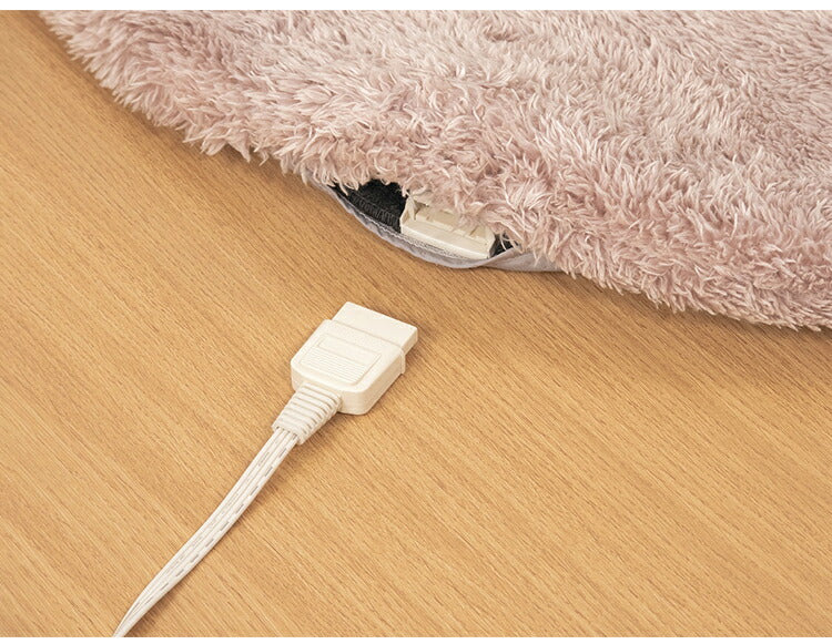 コイズミ かわいい ホットラグマット カバー付き 丸形 洗えるカバー ピンク グレー 直径90cm 小型 コンパクト 小さい ラウンド型 丸型 洗える 自動オフ機能 寝室 ベッド 足元 おしゃれ KDC-03213