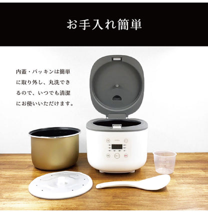 コンパクト炊飯器 3合 OKOMEDAKI ブラック ホワイト RM-204H 炊飯器 炊飯ジャー 早炊き 再加熱 コンパクト おしゃれ 家電 キッチン 料理 白米 玄米 おかゆ スープ ROOMMATE