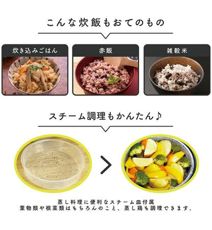マイコン炊飯ジャー 5合 極UMADAKI ブラック ホワイト マイコン式 早炊き 無洗米 白米 玄米 おかゆ スチーム調理 炊飯予約機能 保温機能 しゃもじフック付属 ROOMMATE RM-210H