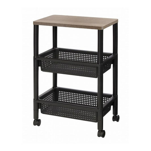 ウッドスタイルワゴン BK F49001 キャスター付き サイドテーブル 小物置き おしゃれ 工具不要 国産