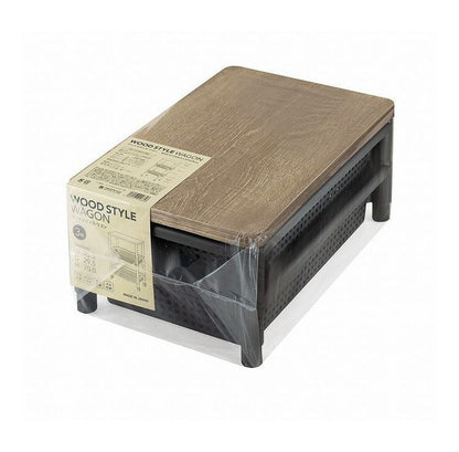 ウッドスタイルワゴン BK F49001 キャスター付き サイドテーブル 小物置き おしゃれ 工具不要 国産