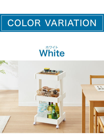 キッチンワゴン キャスター付き 3段 スマート ワゴン Fit W350 2色 組立式 隙間収納 日本製 すき間 収納ストッカー キッチン 食品 ストック 食料ストック 不動技研