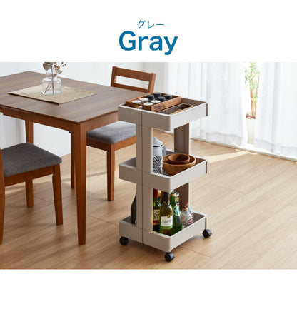 キッチンワゴン キャスター付き 3段 スマート ワゴン Fit W350 2色 組立式 隙間収納 日本製 すき間 収納ストッカー キッチン 食品 ストック 食料ストック 不動技研