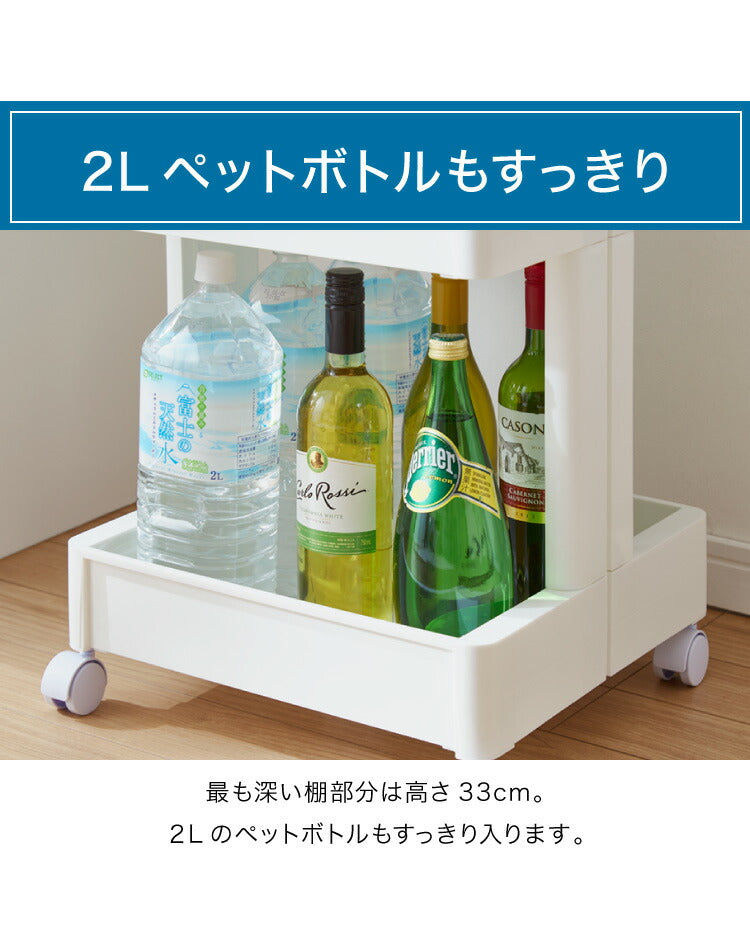 キッチンワゴン キャスター付き 3段 スマート ワゴン Fit W350 2色 組立式 隙間収納 日本製 すき間 収納ストッカー キッチン 食品 ストック 食料ストック 不動技研