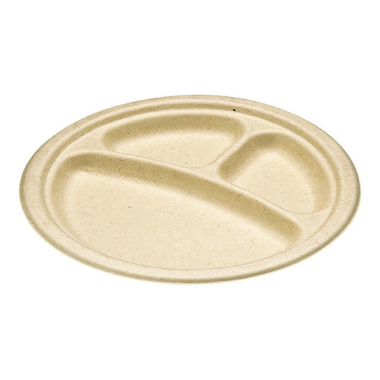 ムギ・タケ プレート 三仕切(50枚入)23cm AGM-12株式会社 ダイモン4562404860360(代引不可)