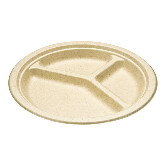 ムギ・タケ プレート 三仕切(50枚入)26cm AGM-13株式会社 ダイモン4562404860377(代引不可)