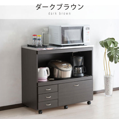 日本製 キッチンカウンター ステンレス天板 完成品 幅90 間仕切りキャスター付き スライド棚 コンセント付き 食器棚 一人暮らし 国産 キッチンボード おしゃれ(代引不可)