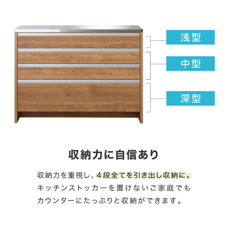 キッチンカウンター ステンレス天板 120cm 他とは違う職人加工の超