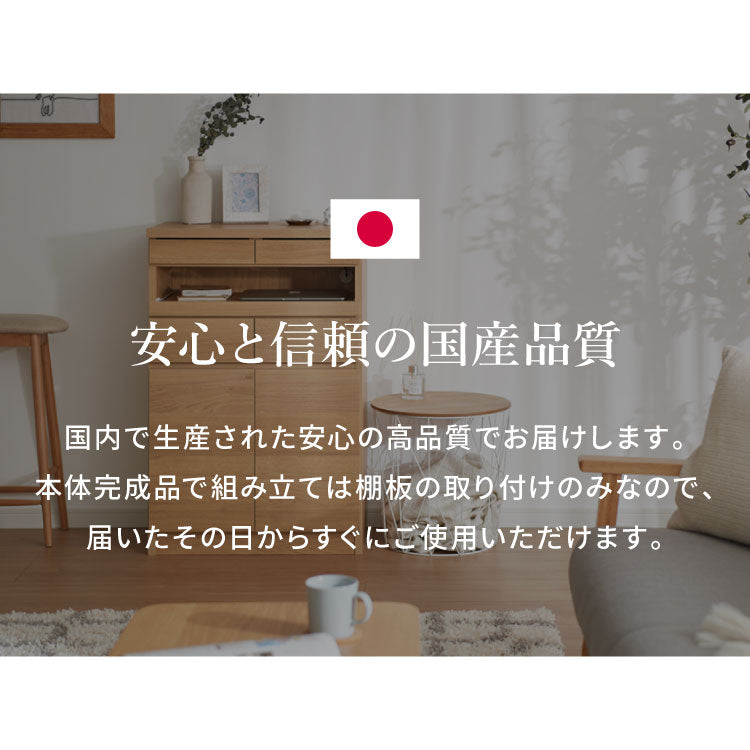 日本製 完成品】北欧 木製 キャビネット 幅60 収納棚 扉付き 国産