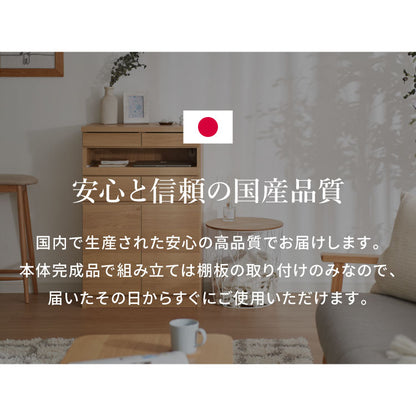 【日本製 完成品】北欧 木製 キャビネット 幅60 収納棚 扉付き 国産 リビング 収納家具 シェルフ 木製 日本製 北欧 シンプル モダン 棚 本棚 家具(代引不可)