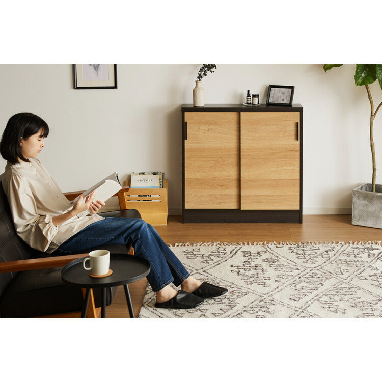 5%OFF】カウンター下収納 幅90cm 和モダン キャビネット 完成品 引出し