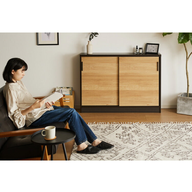 カウンター下収納 幅120cm 和モダンキャビネット 完成品 引出し 奥行29.5cm ロータイプ おしゃれ キッチン収納 リビング収納 食器棚 コンパクト 省スペース キッチンカウンター