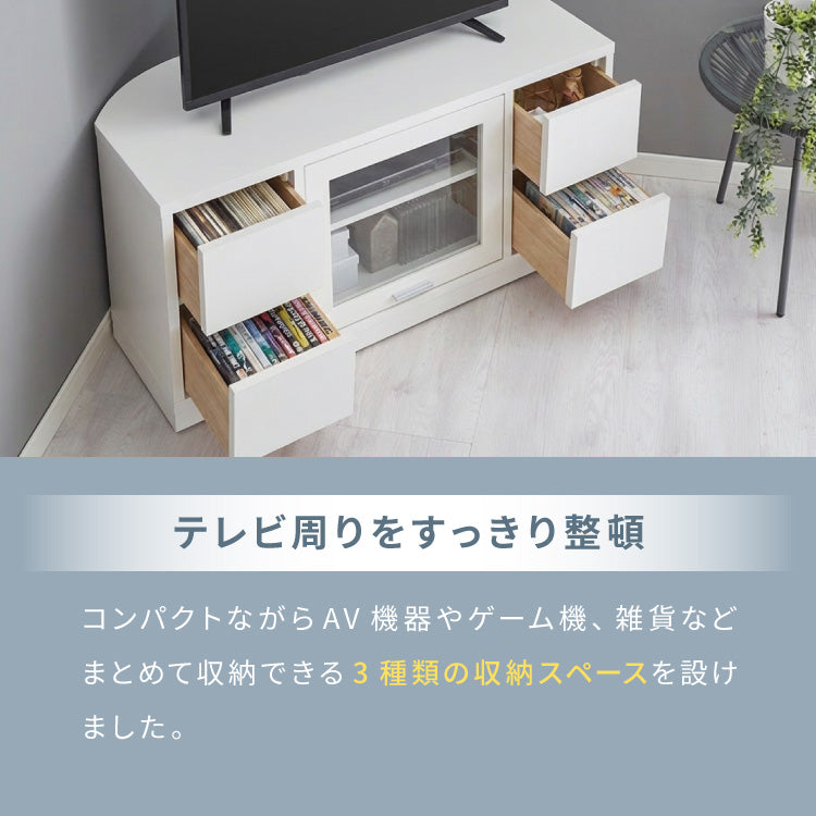 ガラス扉 左右にスウィングできるテレビ台 日本製 完成品 テレビ台 テレビボード コーナー 100cm 大型テレビ コーナーテレビ台 コーナータイプ コーナー設置 49V対応 隠しキャスター