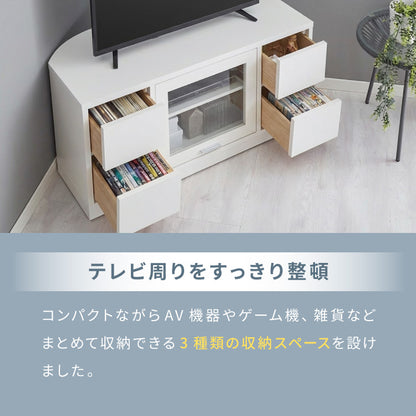 ガラス扉 左右にスウィングできるテレビ台 日本製 完成品 テレビ台 テレビボード コーナー 100cm 大型テレビ コーナーテレビ台 コーナータイプ コーナー設置 49V対応 隠しキャスター