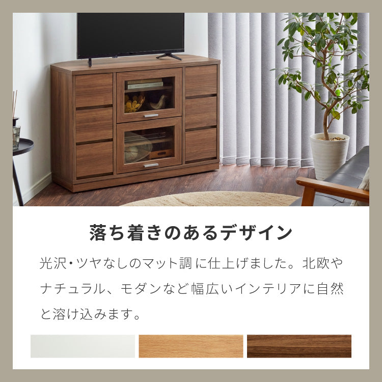 ガラス扉 左右にスウィングできるコーナーテレビ台 ハイタイプ 100cm 50インチ対応 日本製 完成品 テレビ台 テレビボード コーナー 大型テレビ コーナーテレビ台 隠しキャスター