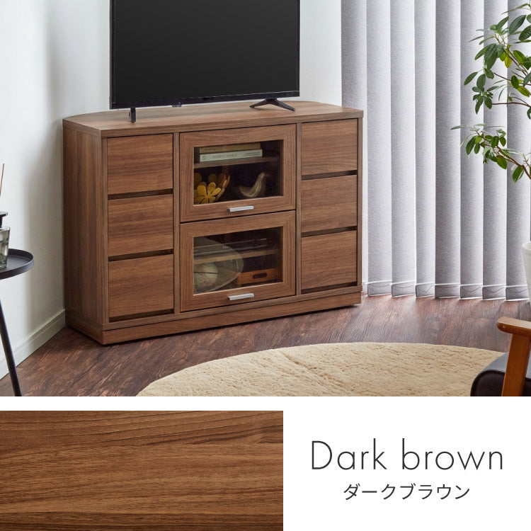 ガラス扉 左右にスウィングできるコーナーテレビ台 ハイタイプ 100cm 50インチ対応 日本製 完成品 テレビ台 テレビボード コーナー 大型テレビ コーナーテレビ台 隠しキャスター