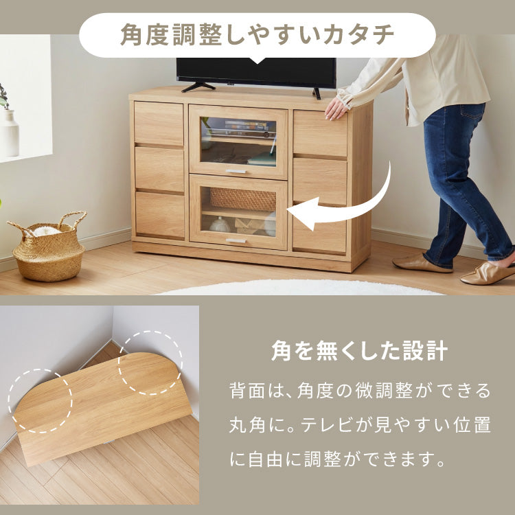 ガラス扉 左右にスウィングできるコーナーテレビ台 ハイタイプ 100cm 50インチ対応 日本製 完成品 テレビ台 テレビボード コーナー 大型テレビ コーナーテレビ台 隠しキャスター