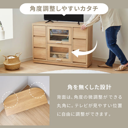 ガラス扉 左右にスウィングできるコーナーテレビ台 ハイタイプ 100cm 50インチ対応 日本製 完成品 テレビ台 テレビボード コーナー 大型テレビ コーナーテレビ台 隠しキャスター