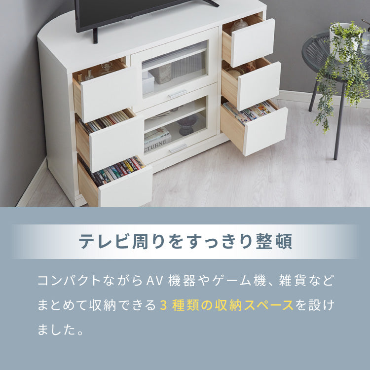 ガラス扉 左右にスウィングできるコーナーテレビ台 ハイタイプ 100cm 50インチ対応 日本製 完成品 テレビ台 テレビボード コーナー 大型テレビ コーナーテレビ台 隠しキャスター