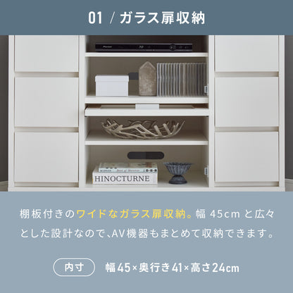 ガラス扉 左右にスウィングできるコーナーテレビ台 ハイタイプ 100cm 50インチ対応 日本製 完成品 テレビ台 テレビボード コーナー 大型テレビ コーナーテレビ台 隠しキャスター