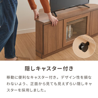 北欧 コーナーテレビ台 幅110cm 高さ45cm 日本製 完成品 隠しキャスター 耐荷重 30kg フラップ扉 リビング収納 テレビ台 DVD収納 コード収納 引き出し モダン ベッドサイド ガラス ルーター収納(代引不可)