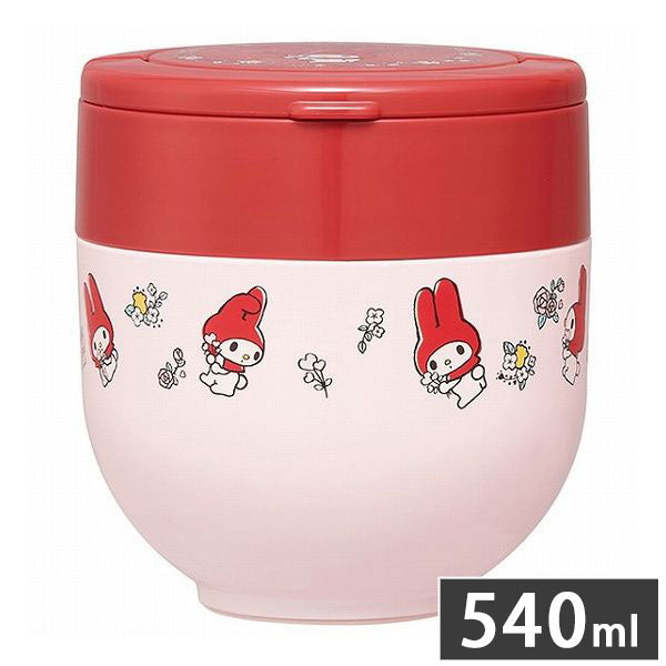 スケーター 折りたたみ ハンドル付き 保温 保冷 丼ぶり ジャー 540ml マイメロディ フラワーレトロ LDNO6AG