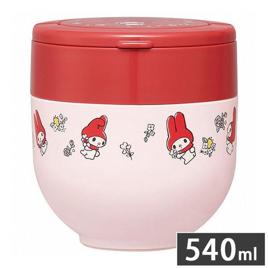 スケーター 折りたたみ ハンドル付き 保温 保冷 丼ぶり ジャー 540ml マイメロディ フラワーレトロ LDNO6AG