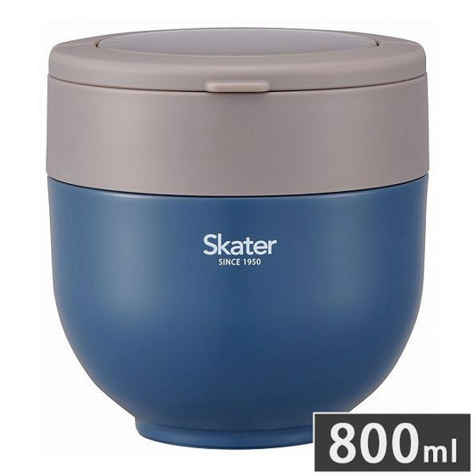 スケーター 折りたたみ ハンドル付き 保温 保冷 丼 ジャー 800ml アッシュブルー LDNO8AG