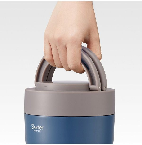 スケーター 折りたたみ ハンドル付き 保温 保冷 丼 ジャー 800ml アッシュブルー LDNO8AG