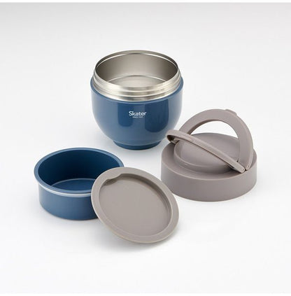 スケーター 折りたたみ ハンドル付き 保温 保冷 丼 ジャー 800ml アッシュブルー LDNO8AG