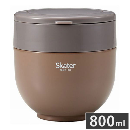 スケーター 折りたたみ ハンドル付き 保温 保冷 丼 ジャー 800ml ナッツブラウン LDNO8AG