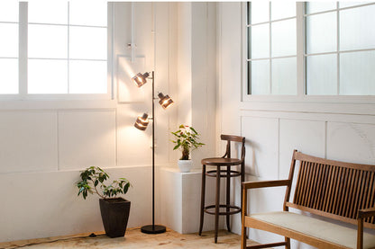 フロアライト 3灯 フロアスタンド ライト おしゃれ カフェ風 スポットライト アンティーク調 スタンドライト 電球別売り