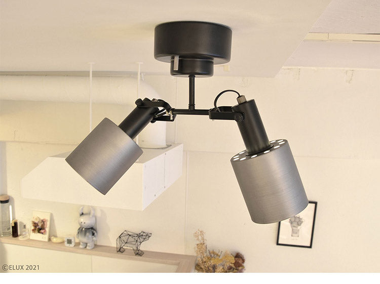 スポットライト 2灯 天井照明 シーリングライト ペンダントライト スチール E26 おしゃれ かわいい 北欧 インテリア リビング ダイニング 節電 照明 居間 寝室 モダン シンプル LED 電球別売り(代引不可)