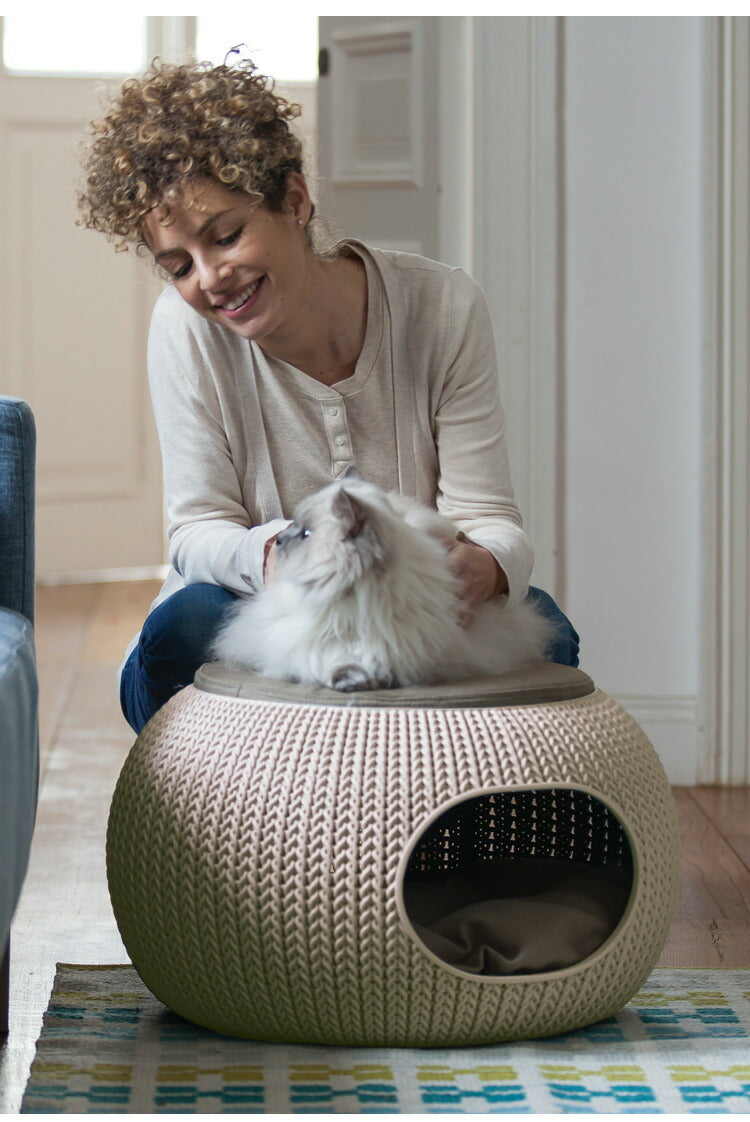 ペットホーム ペットベッド クッション 犬 猫 KETER ケータ― COZY ヨーロッパ製 ベージュ 犬小屋 ドッグハウス キャットハウス カーバー ペットクッション ニット 耐久性 通気性 丸洗い 洗濯