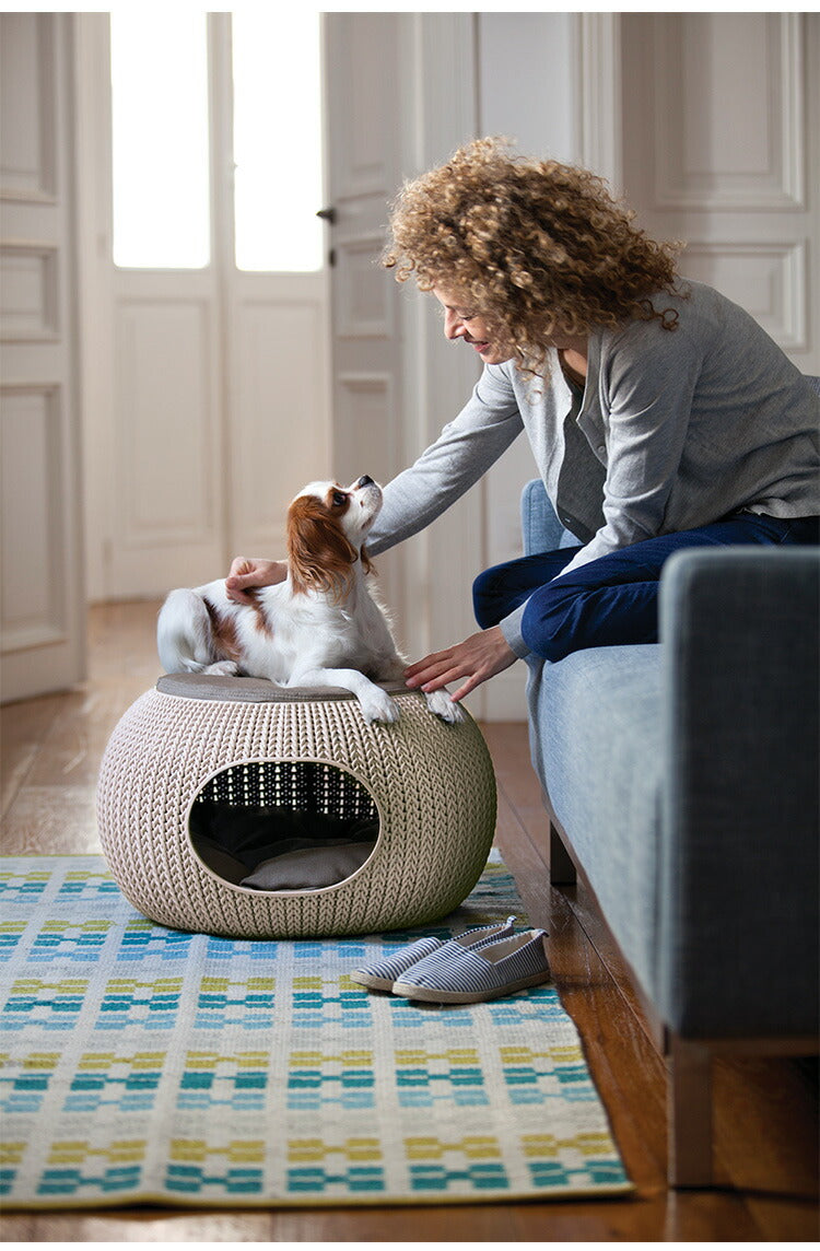 ペットホーム ペットベッド クッション 犬 猫 KETER ケータ― COZY ヨーロッパ製 ベージュ 犬小屋 ドッグハウス キャットハウス カーバー ペットクッション ニット 耐久性 通気性 丸洗い 洗濯