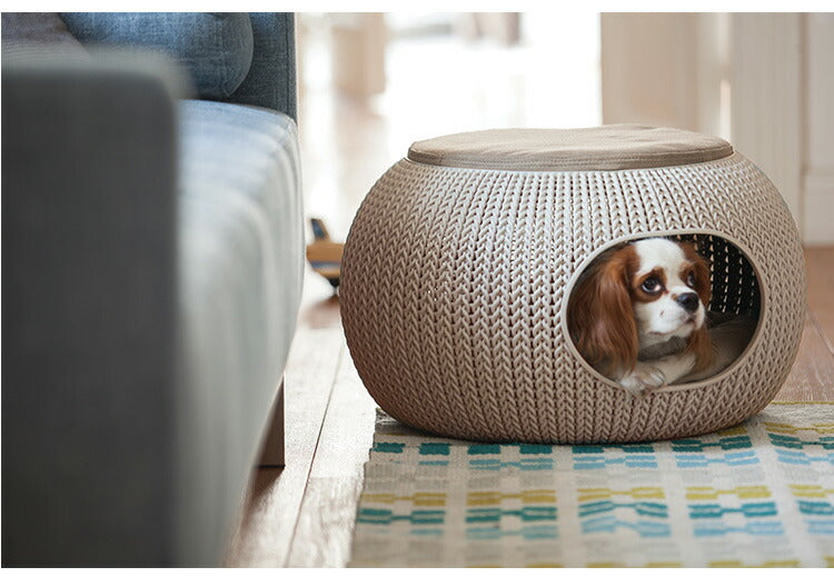 ペットホーム ペットベッド クッション 犬 猫 KETER ケータ― COZY ヨーロッパ製 ベージュ 犬小屋 ドッグハウス キャットハウス カーバー ペットクッション ニット 耐久性 通気性 丸洗い 洗濯