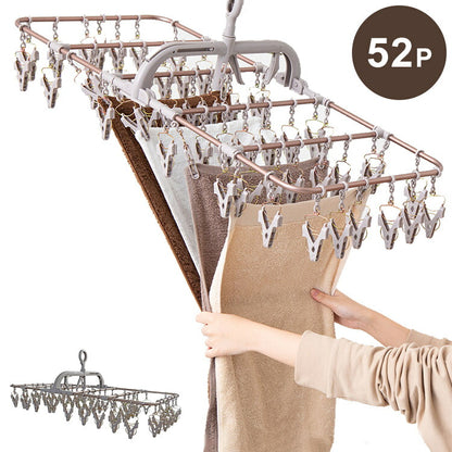 アルミハンガー 52P 引っ張るだけ 簡単取り込み 洗濯物干し 折りたたみ 折り畳み ピンチハンガー 洗濯ばさみ インテリア おしゃれ シンプル タオル バスタオル 部屋干し 屋内 軽量 コンパクト 丈夫